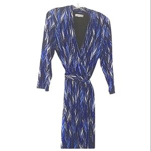 Liz Claiborne Wrap Dress Blue/Navy Sz L